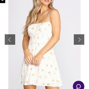 Ivory floral persuasion smocked mini dress